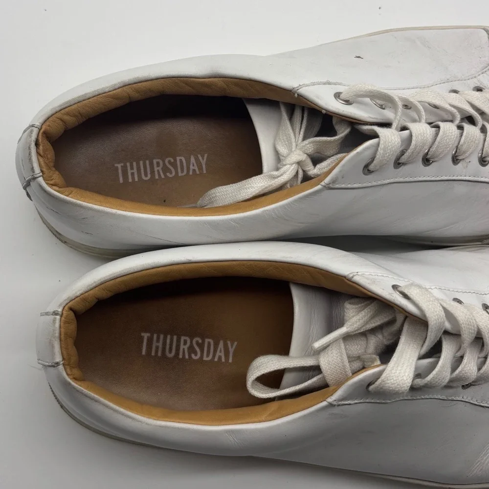 Thursday Boot Co Premier Low Top Matte White Leather Sneakers Mens 13W Everyday